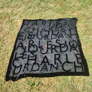 Charles Jourdan Sheer Black Lettered Scarf